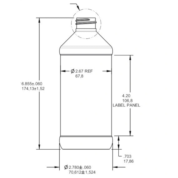 16 oz. Clear PET Plastic Modern Round Bottle, 28mm 28-410